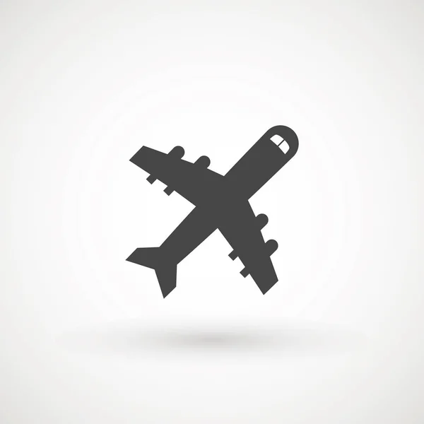 Icono de avión. Símbolo de transporte de vuelo, avión, volar airctaft, ilustración de vacaciones de aviación. Icono de viaje ilustración sólida, pictograma aislado en blanco - Ilustración vectorial — Vector de stock