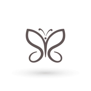 Kelebek ikonu. Konsept Logo Tasarım Şablonu Kelebek silueti, vektör illüstrasyonu