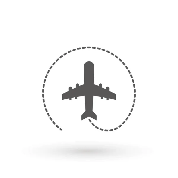 Icono de avión. Símbolo de transporte de vuelo, avión, volar airctaft, ilustración de vacaciones de aviación. Icono de viaje ilustración sólida, pictograma aislado en blanco - Ilustración vectorial — Vector de stock