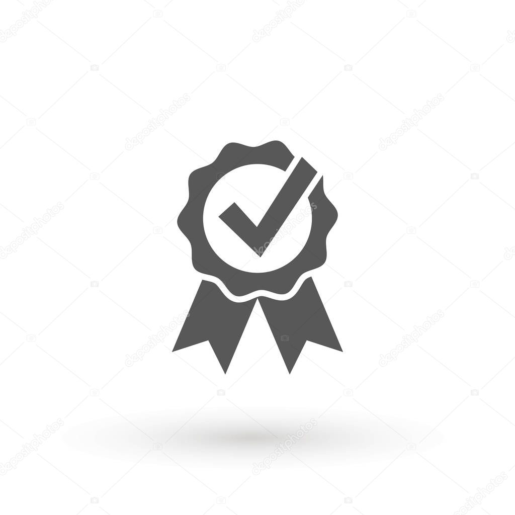 Approve icon Approved or certified medal icon in a flat design. Rosette icon. Award vector Tick sign. Green checkmark OK, Simple marks graphic design. Circle symbols YES button for vote, Check box lis