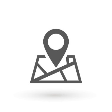 Harita yer belirleme simgesi simgesi. Yeni moda harita vektör illüstrasyon sembolü