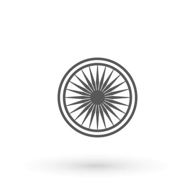 Ashoka Tekerlekli Kızılderili sembolü. Seyyar konsept ve web uygulamaları simgesi için Hindistan elemanı. Web sitesi tasarımı ve geliştirmesi için ince çizgi simgesi, uygulama geliştirme