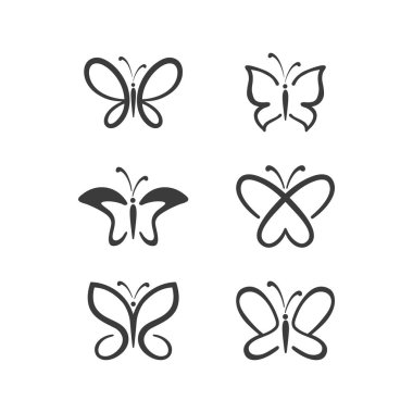 Kelebek ikonu hazır. Konsept Logo Tasarım Şablonu Kelebek silueti, vektör illüstrasyonu