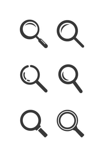 Search icon set. Magnifying glass icon. Black illustration isolated on white background. Vector illustration — Stock Vector