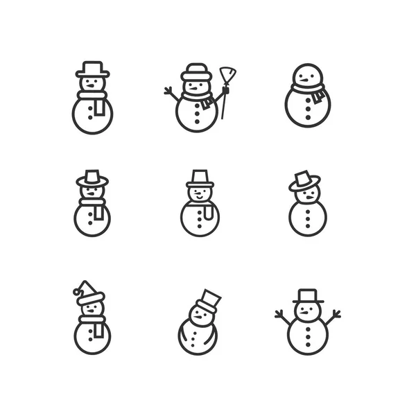 Ícones de boneco de neve conjunto ilustração vetorial no fundo branco para o projeto de Natal. Boneco de neve ícone de Natal . —  Vetores de Stock