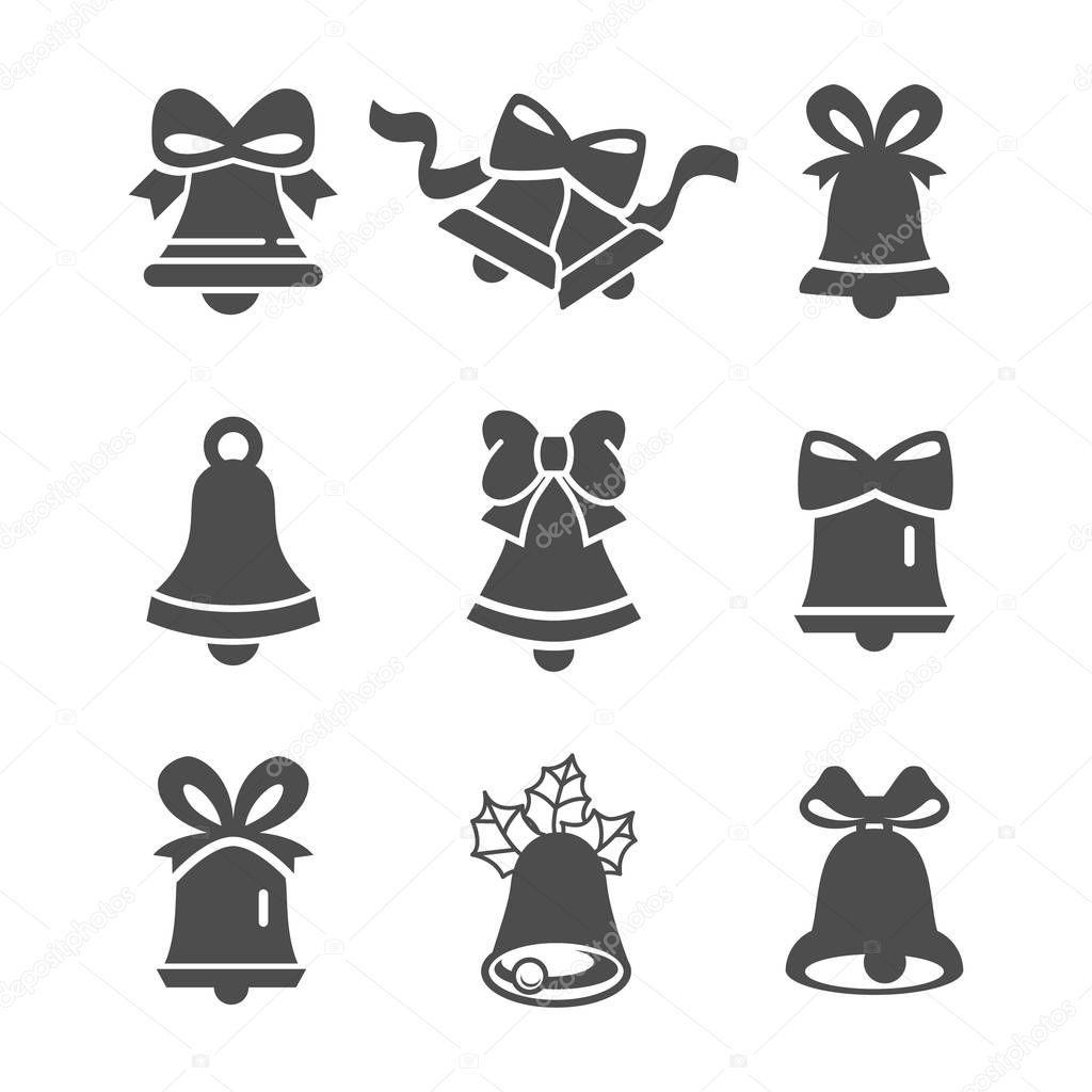 Bells icon set. Flat Vector icons - illustration of christmas bell set icon isolated on white