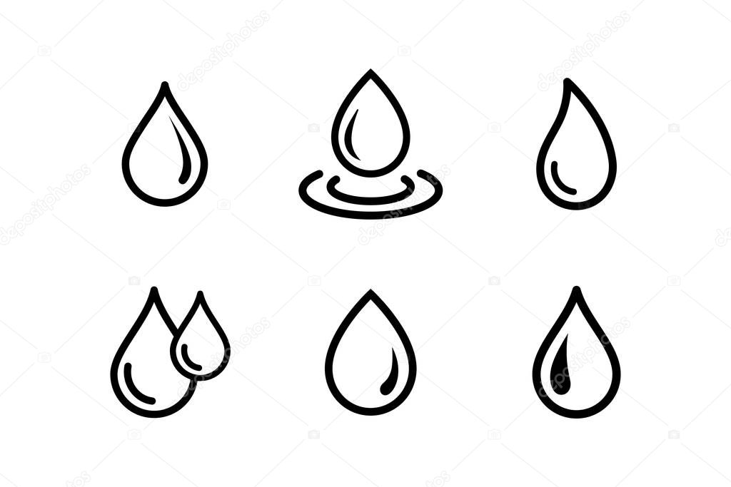 Drops icon set Water, Splash Water Drop Icons Rain Vector Logo Template Vector illustration.