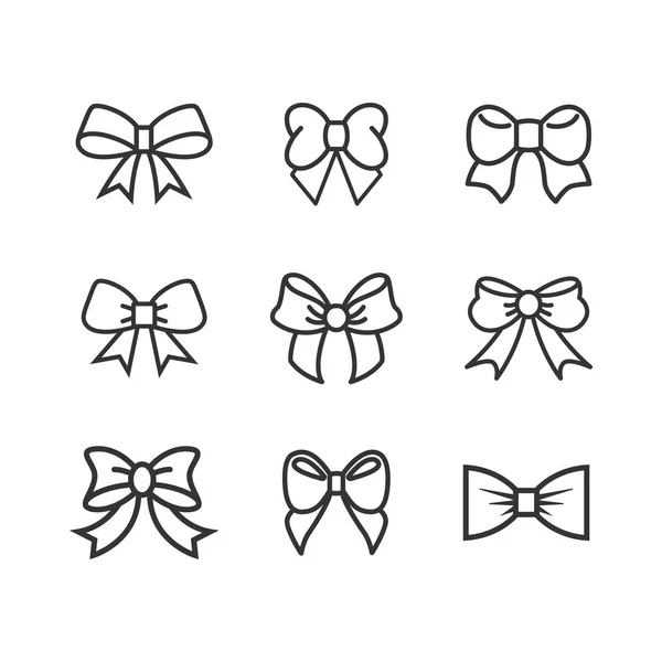 Schleifenbogensymbole gesetzt. schwarze Schleifen. Vorlagendesign für Überraschung, Feier, Geschenke, Geburtstag, Weihnachtsbänder — Stockvektor