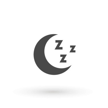 Moon zzz ikonu. Beyaz arka planda izole edilmiş uyku ikonu. Zzz uyku sembolü.