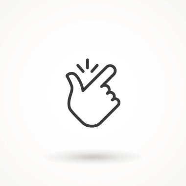 Parmağını simge logosu gibi şaklat. Kadın ya da erkek kavramı parmak şıklatması ve popüler jestler yapar. Soyut eğilim basit okey logotip grafik tasarımı beyaz üzerine izole edildi