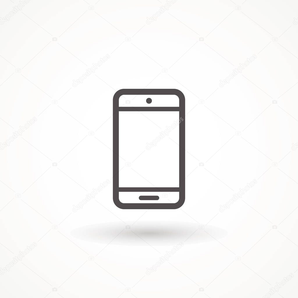 Smartphone line icon. Mobile phone sign isolated on white background symbol, ui. Editable strok cell phone outline icon