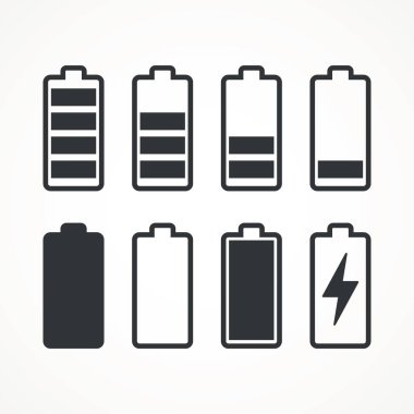 Full battery icon vector. Charger phases illustration. Simple flat icons set clipart