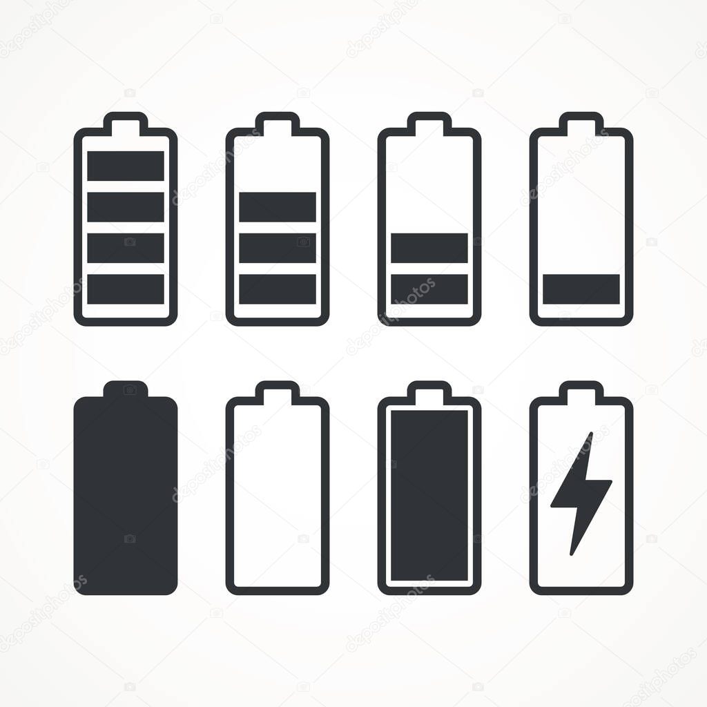 Full battery icon vector. Charger phases illustration. Simple flat icons set