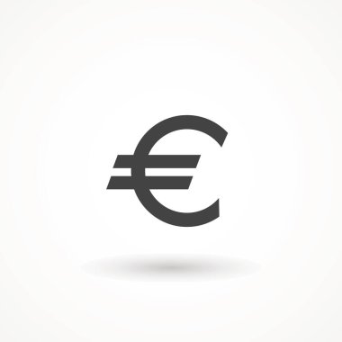 Euro vektör simgesi. Beyaz arkaplanda Avrupa 'nın tek düz simgesi. Vektör illüstrasyonu.