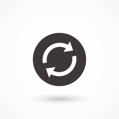 Döndürme ok simgesi tazelemesi. Döngüsel oklar vektör simgesini iade ediyor. Grafik sembolü Vektör Resmini güncelle