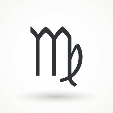 Pankart, genel tasarım baskısı ve web siteleri için başak simgesi. Zodiac Başak Merkür simgesi