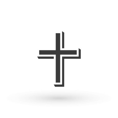 Din haçı ikonu. Hıristiyan haç simgesi logo vektörü illüstrasyonunu tasarla