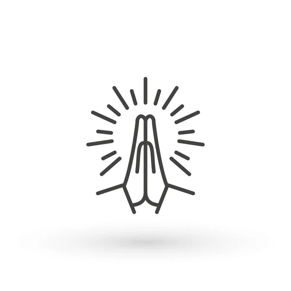 Hands Folded Prayer Line Icon Editable Stroke Outline Hands Folded — Stock Vector