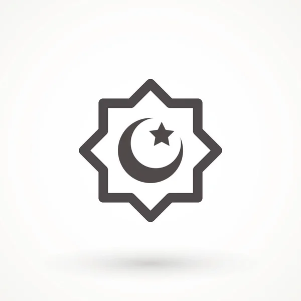 Luna Estrella Islam Islámico Musulmán Religión Silueta Icono Vector Logotipo — Vector de stock
