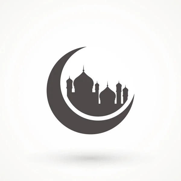 Luna Mezquita Icono Islam Musulmán Religión Espiritualidad Religioso Vector Icono — Vector de stock