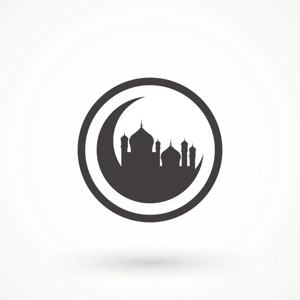 Maan Moskee Icoon Islam Moslim Religie Spiritualiteit Religieuze Vector Icoon — Stockvector