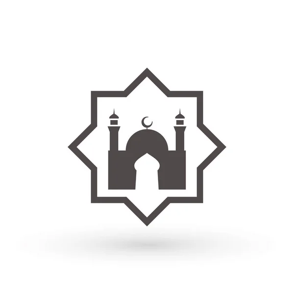 Moskee Ikoon, plaats van aanbidding van moslims. Islamitische sjabloon, stencil, patroon, grijze moskee, icoon, geïsoleerd op witte achtergrond. Vector. — Stockvector