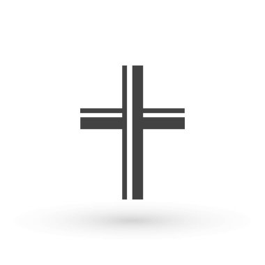 Din haçı ikonu. Hıristiyan haç simgesi logo vektörü illüstrasyonunu tasarla