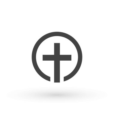 Din haçı ikonu. Hıristiyan haç simgesi logo vektörü illüstrasyonunu tasarla