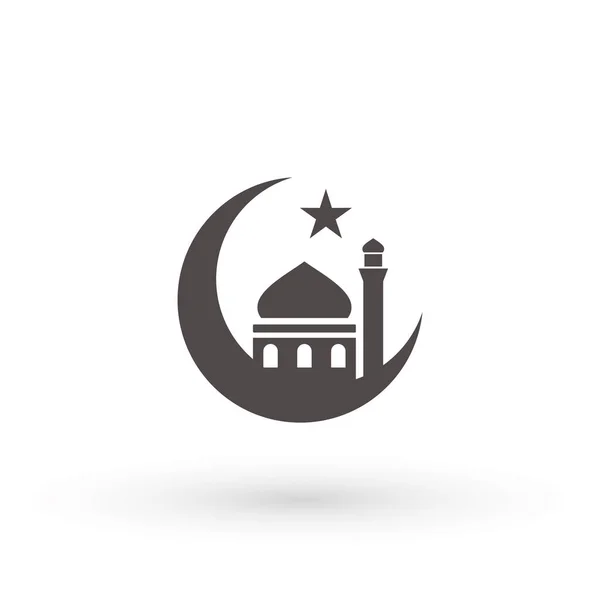 Hold Mecset Ikon Iszlám Muszlim Vallás Spiritualitás Vallási Vektor Ikon — Stock Vector