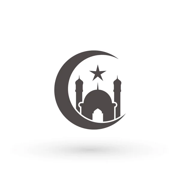 Luna Mezquita Icono Islam Musulmán Religión Espiritualidad Religioso Vector Icono — Vector de stock
