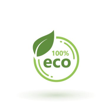 Eko 100 Doğal Damga Çizimi. Birinci sınıf kalite, yerel yetişmiş, sağlıklı gıda doğal ürünler, tarım etiketi. Vektör menüsü organik etiket, gıda ürünleri amblemi