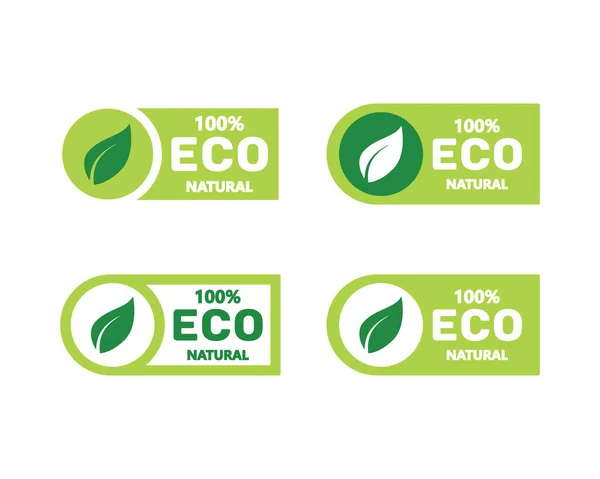 Eco 100 Ilustração Selo Natural Qualidade Premium Cultivados Localmente Alimentos — Vetor de Stock