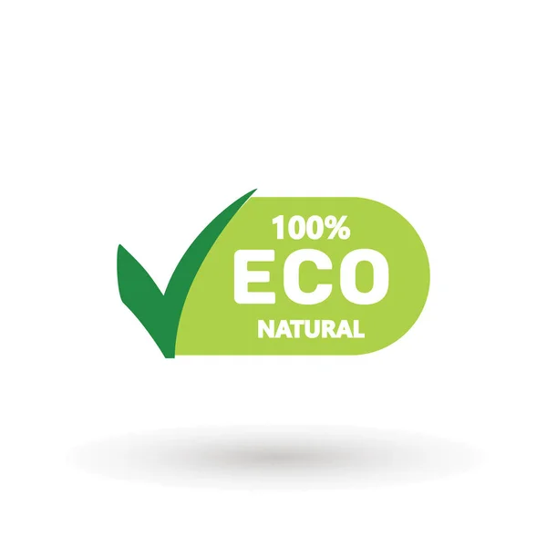 Eco 100 Ilustração Selo Natural Qualidade Premium Cultivados Localmente Alimentos — Vetor de Stock