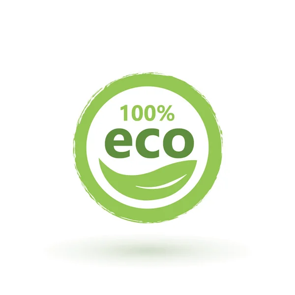 Eco 100 Ilustração Selo Natural Qualidade Premium Cultivados Localmente Alimentos — Vetor de Stock