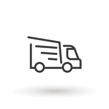 hızlı dağıtım, hızlı hamle, beyaz arkaplandaki çizgi sembolü uygulamalar ve web siteleri için hızlı hareket eden nakliye kamyonu çizgisi düz vektör simgesi