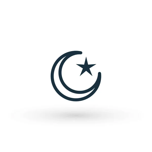 Luna Estrella Islam Islámico Musulmán Religión Silueta Icono Vector Logotipo — Vector de stock