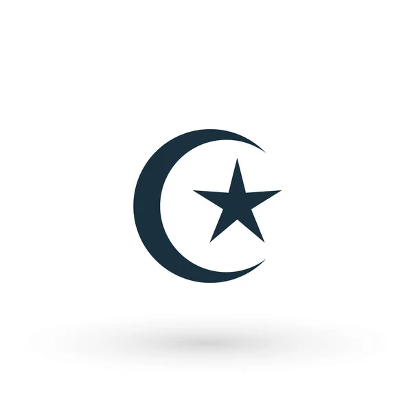 Luna Stella Islam Islamica Religione Musulmana Silhouette Icona Vettoriale Logo — Vettoriale Stock