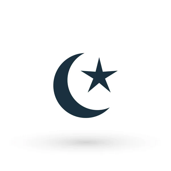 Luna Estrella Islam Islámico Musulmán Religión Silueta Icono Vector Logotipo — Vector de stock