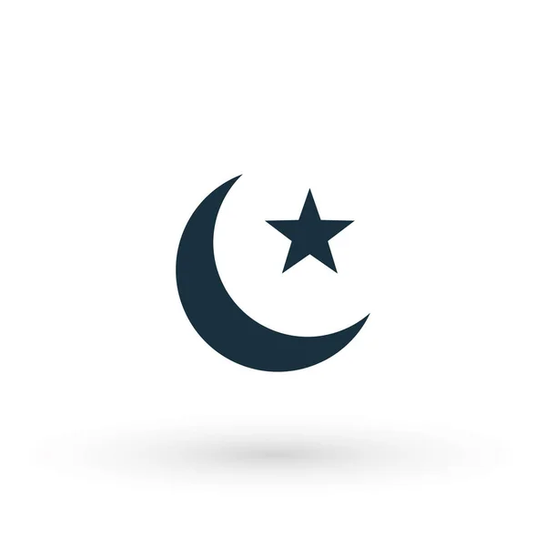 Maan Ster Islam Islamitische Moslim Religie Silhouet Icoon Vector Logo — Stockvector