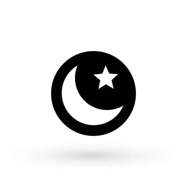 Maan Ster Islam Islamitische Moslim Religie Silhouet Icoon Vector Logo — Stockvector