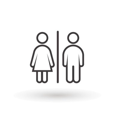 tuvalet simgesi ya da logo WC sembolleri, tuvalet işareti erkek ve kadın cinsiyet simgesi komik wc kapı simgesi izole edilmiş işaret çizimi