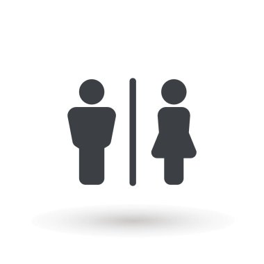 tuvalet simgesi ya da logo WC sembolleri, tuvalet işareti erkek ve kadın cinsiyet simgesi komik wc kapı simgesi izole edilmiş işaret çizimi