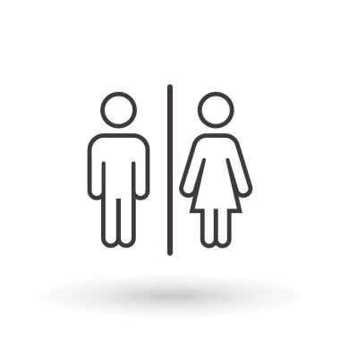 tuvalet simgesi ya da logo WC sembolleri, tuvalet işareti erkek ve kadın cinsiyet simgesi komik wc kapı simgesi izole edilmiş işaret çizimi