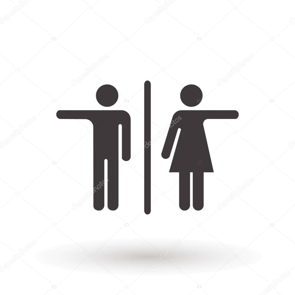 toilet icon or logo WC symbols, toilet sign Bathroom Male and female Gender icon Funny wc door plate symbol isolated sign vector illustration