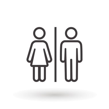 tuvalet simgesi ya da logo WC sembolleri, tuvalet işareti erkek ve kadın cinsiyet simgesi komik wc kapı simgesi izole edilmiş işaret çizimi