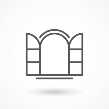 Açılan Pencere simgesi. Doğrusal Window biçiminde vektör yaratıcı simge doğrusal simge - vektör logo tasarım şablonu