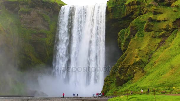 Skogafoss Wasserfall von Island — Stockvideo