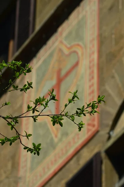 Güneş Floransa Nın Dışındaki Tepelerin Üzerinde Batıyor Turuncu Gökyüzünün Gölgelerini — Stok fotoğraf