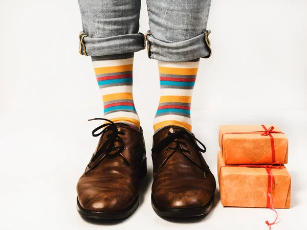 Man in funny socks and stylish shoes