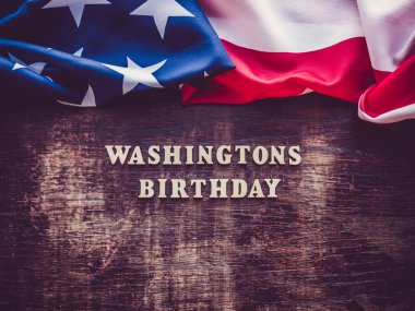 Washington 'ın doğum günü. Güzel tebrik kartı, üst manzara.